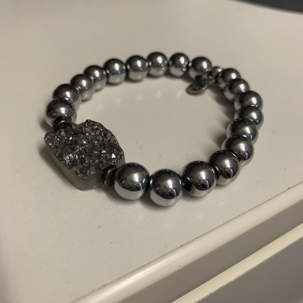 T. Jazelle hematite with druzy stone bracelet